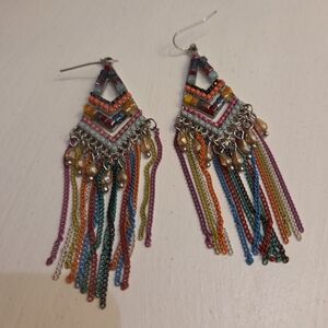 Multicolor Beaded Chandelier Earrings